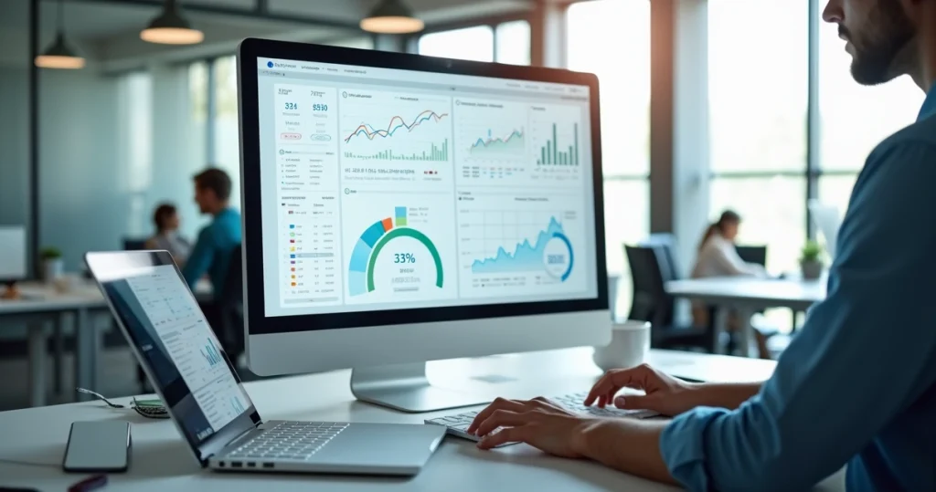 Painel com múltiplas plataformas de vendas conectadas em uma única tela de computador