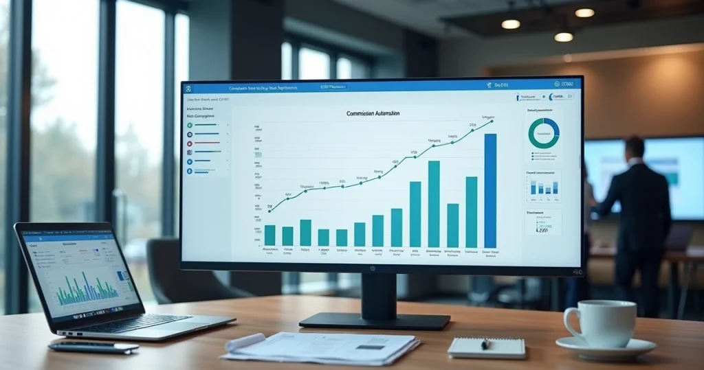 Painel de controle com gráficos de comissões de vendas em tempo real