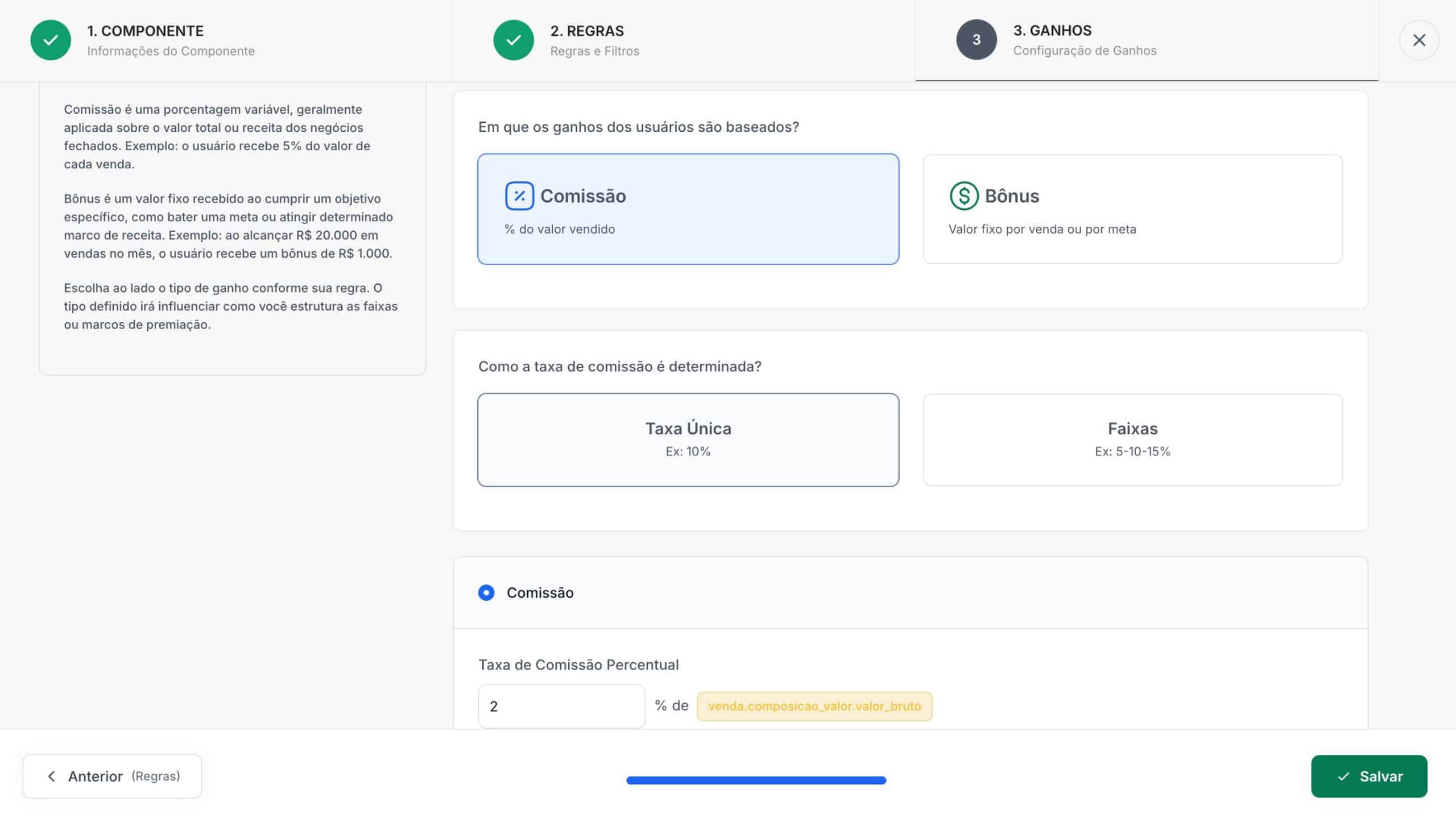 Configure suas regras
